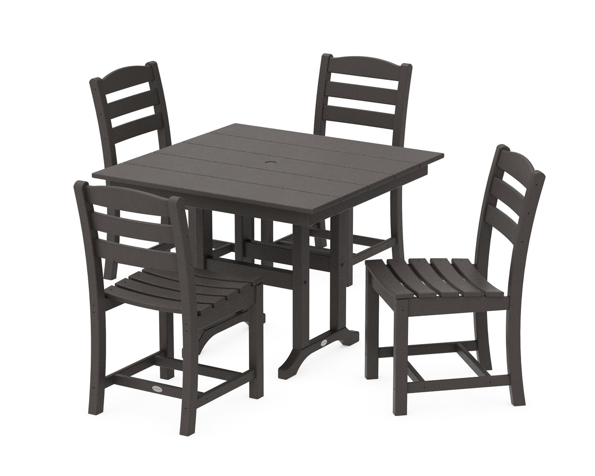 POLYWOOD La Casa Café Side Chair 5-Piece Farmhouse Dining Set in Vintage Coffee