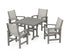 POLYWOOD Coastal 5-Piece Farmhouse Dining Set with Farmhouse 37" Dining Table in Slate Grey / Birch