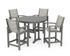 POLYWOOD Coastal 5-Piece Counter Set in Slate Grey / Birch