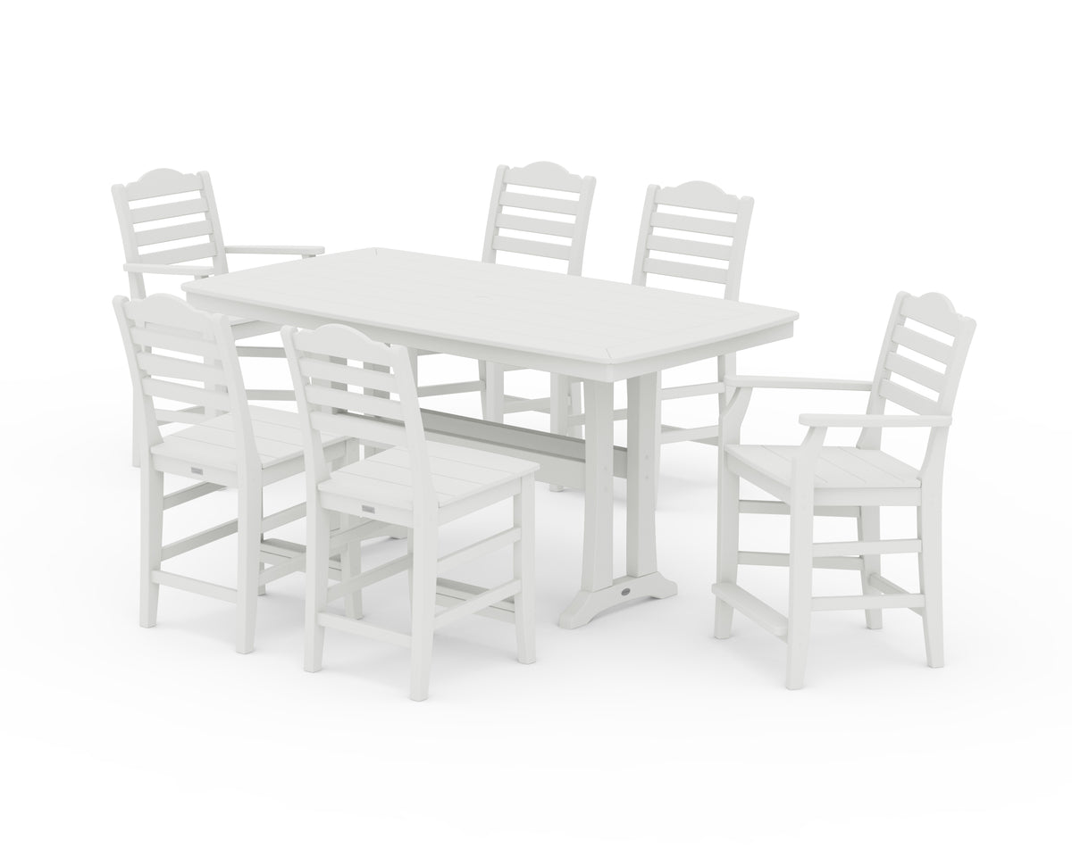 POLYWOOD Savannah 7-Piece Counter Set with Trestle Legs in Vintage White