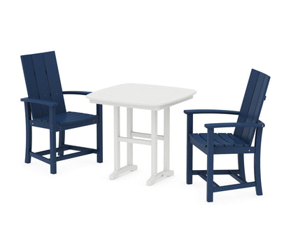 POLYWOOD Modern Adirondack 3-Piece Dining Set - 31" Table in Navy / White
