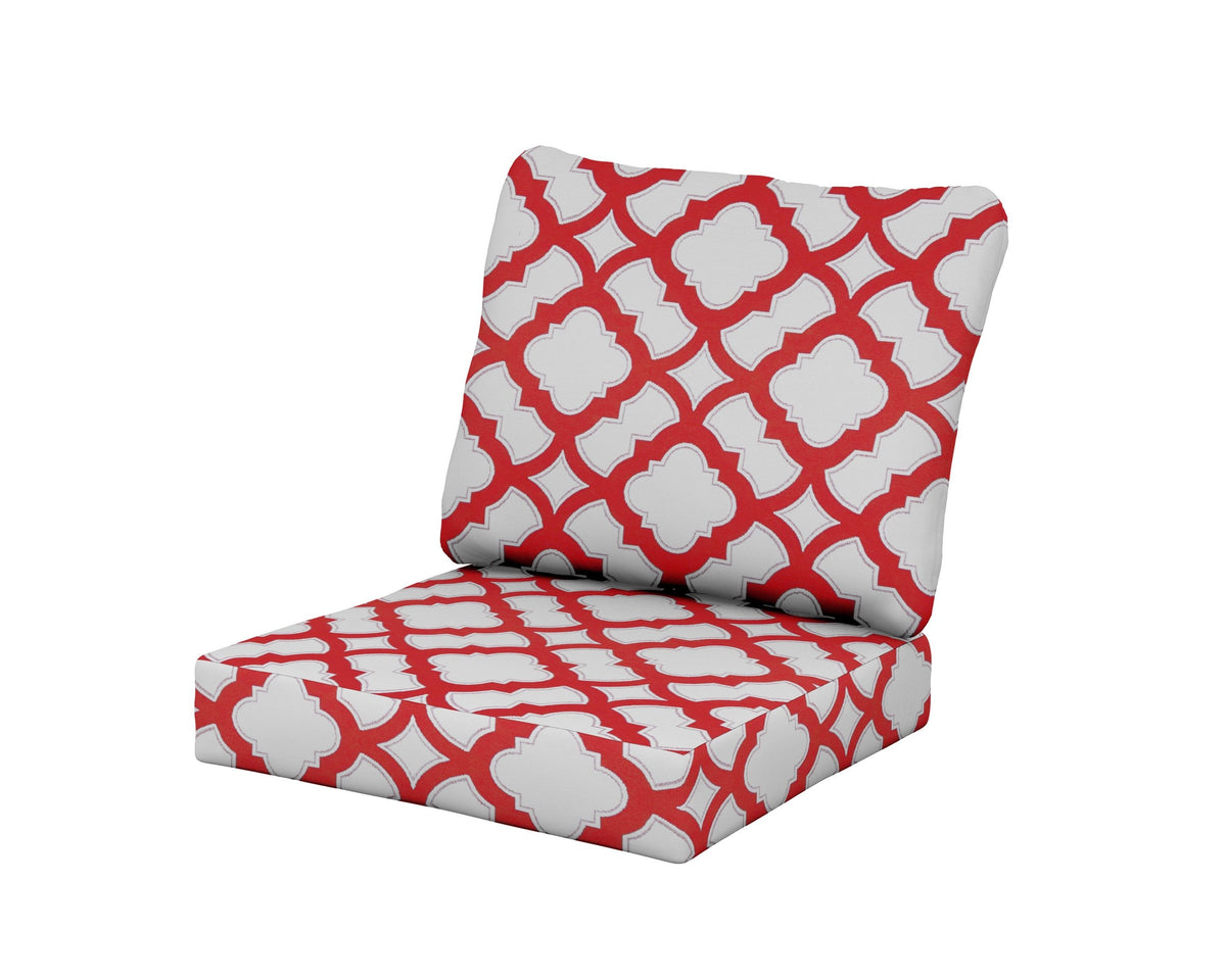 POLYWOOD Baffle Seat/Back Cushion in Trellis Crimson