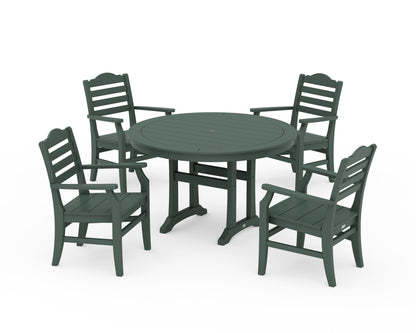 POLYWOOD Savannah 5-Piece Round Dining Set with Trestle Legs in Green