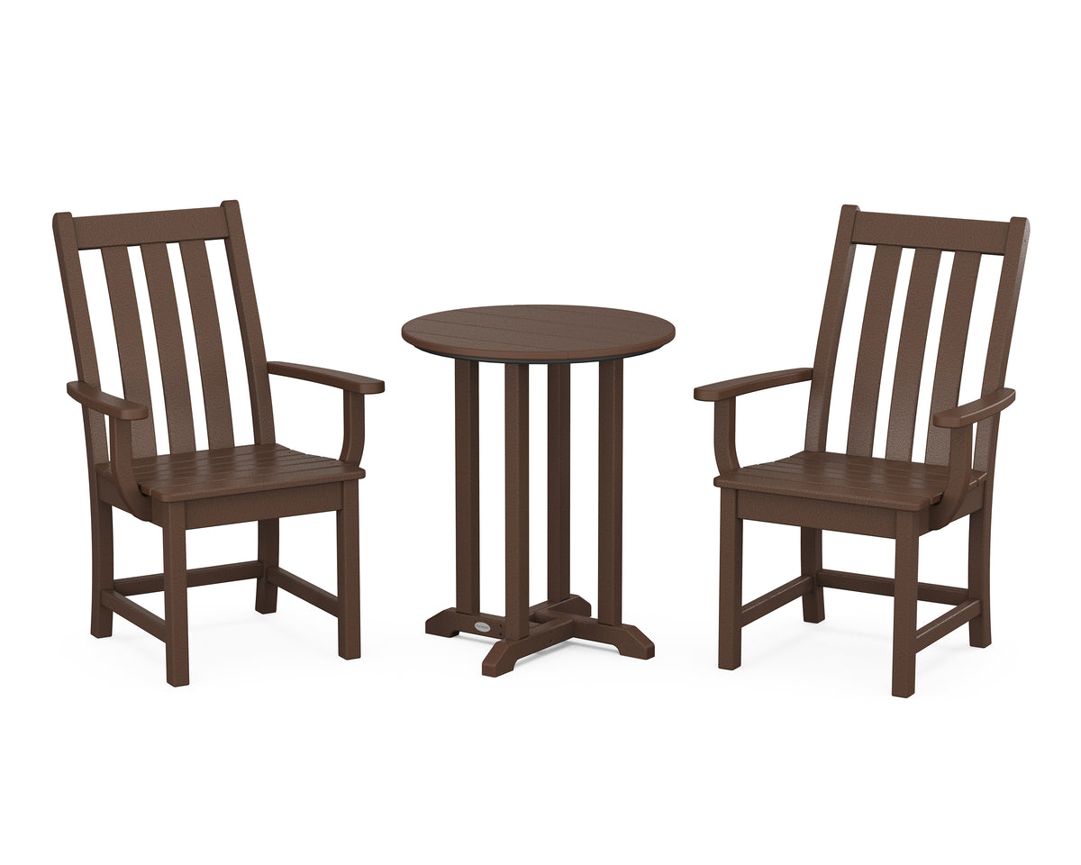 POLYWOOD Vineyard 3-Piece Round Bistro Dining Set in Mahogany