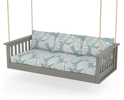 POLYWOOD Vineyard Daybed Swing in Slate Grey / Leaf Glacier Spa