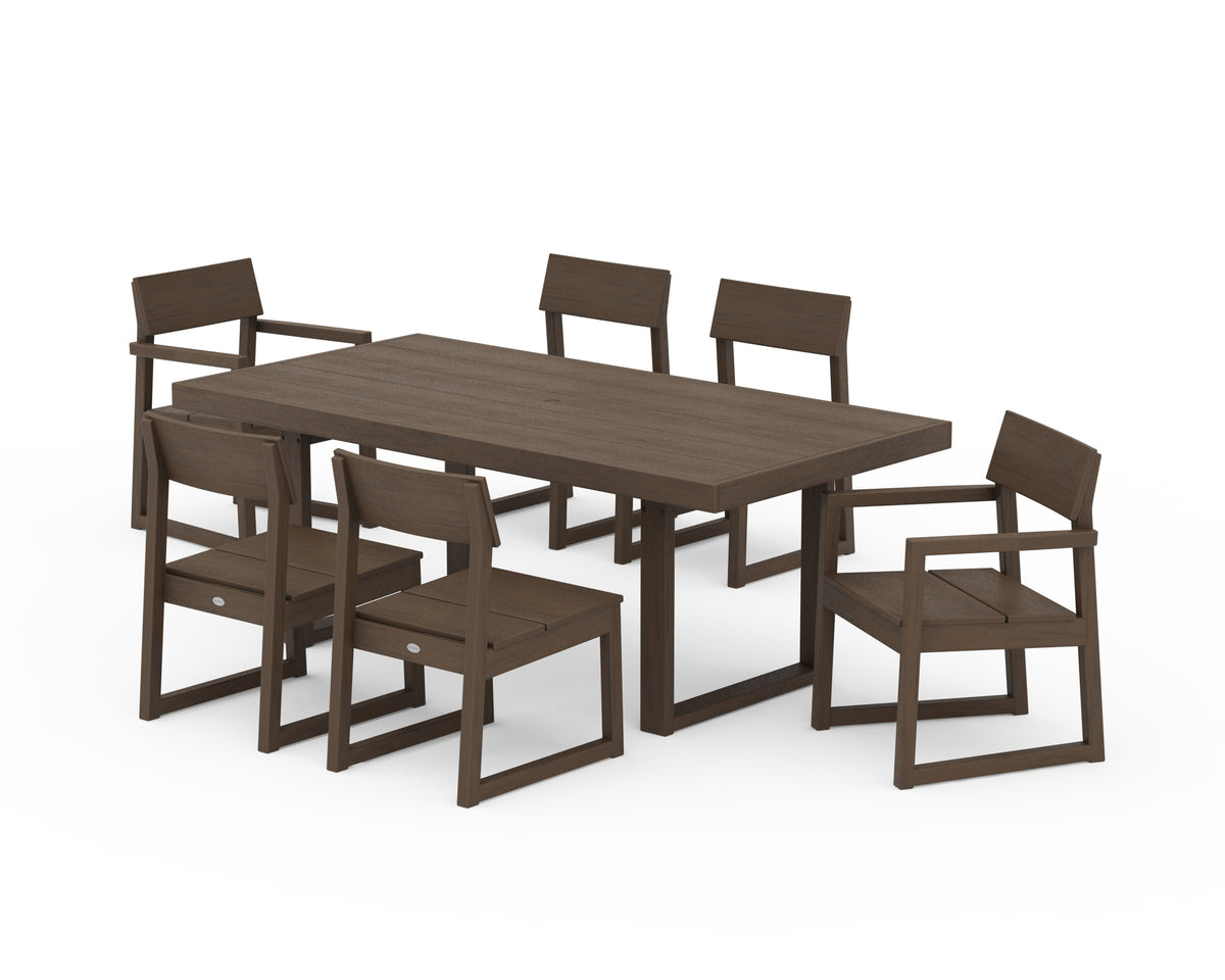 POLYWOOD EDGE 7-Piece Dining Set (EDGE 40" x 78" Table) in Kona