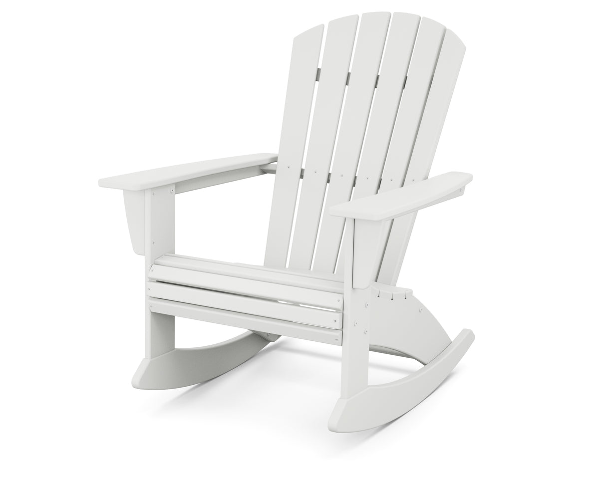 POLYWOOD Nautical Curveback Adirondack Rocking Chair in White
