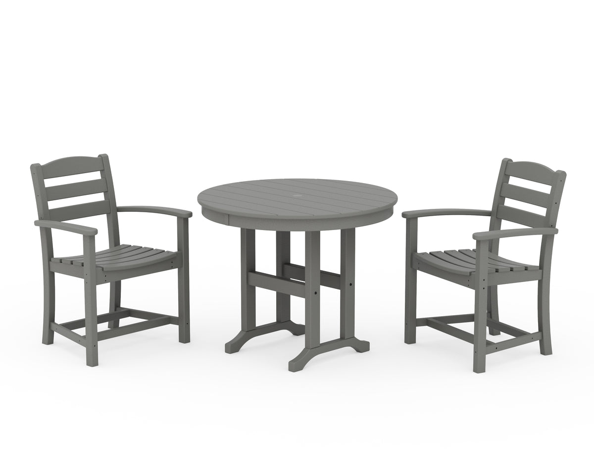 POLYWOOD La Casa Café 3-Piece Round Dining Set in Slate Grey