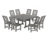 POLYWOOD Chinoiserie 9-Piece Square Farmhouse Side Chair Dining Set with Trestle Legs in Slate Grey