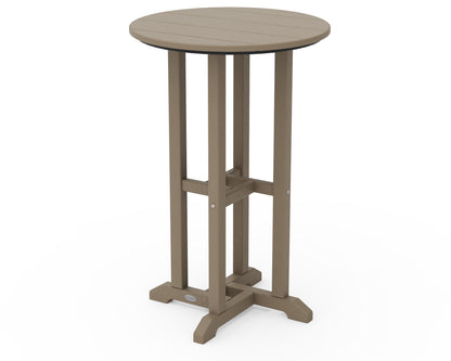 POLYWOOD 24" Round Farmhouse Counter Bistro Table in Vintage Sahara