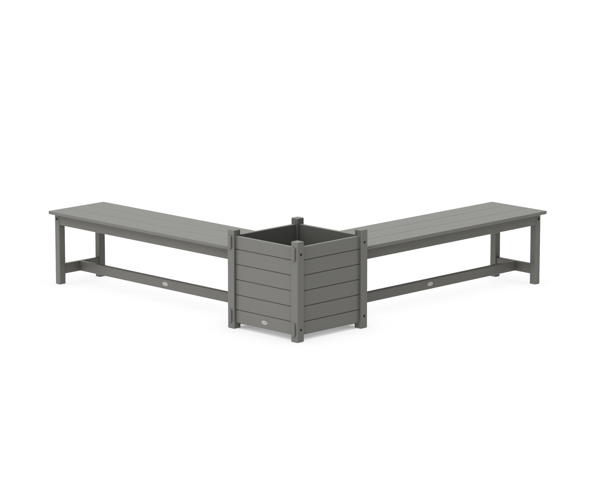 POLYWOOD 60" Nautical L-Shaped Planter Bench Set - Large in Slate Grey