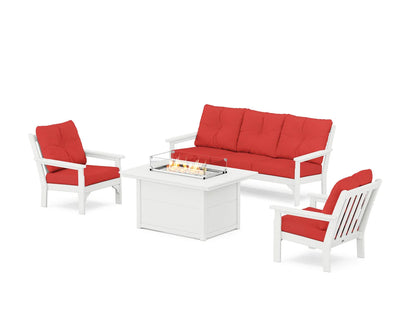 POLYWOOD Vineyard Deep Seating Fire Pit Table Set