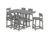 POLYWOOD Modern Studio Urban Lowback Bar Chair 7-Piece Set in Slate Grey