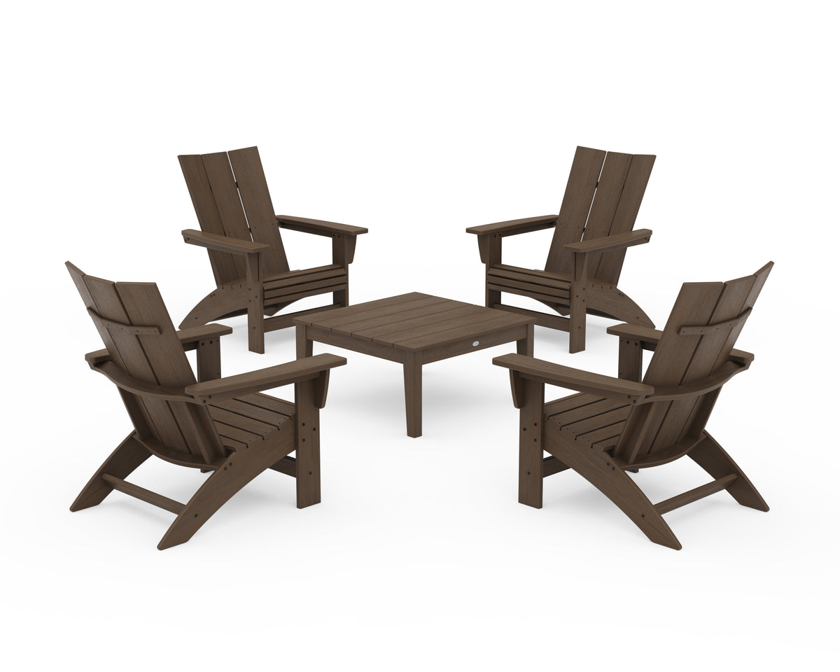 POLYWOOD 5-Piece Modern Grand Adirondack Chair Conversation Group in Kona