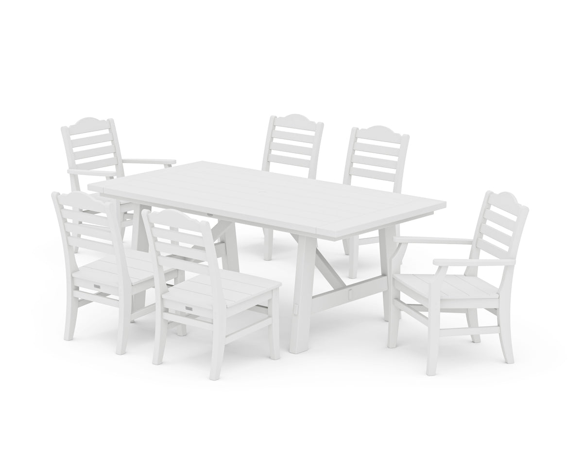 POLYWOOD Savannah 7-Piece Rustic Farmhouse Dining Set in White