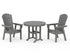 POLYWOOD Nautical Adirondack 3-Piece Round Dining Set in Slate Grey