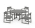 POLYWOOD EDGE 5-Piece Round Dining Set with Trestle Legs in Slate Grey
