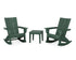POLYWOOD Modern Curveback 3-Piece Adirondack Rocking Chair Set in Green
