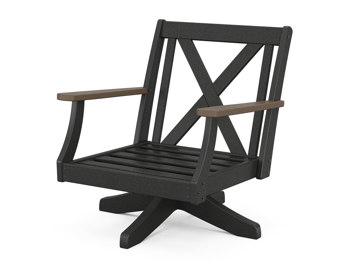 POLYWOOD Braxton Deep Seating Swivel Chair Frame in Black / Kona