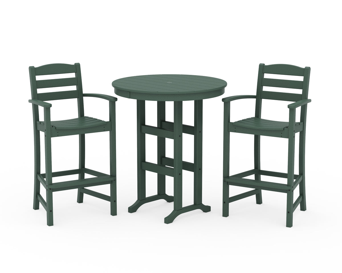 POLYWOOD La Casa Café 3-Piece Round Farmhouse Bar Set in Green