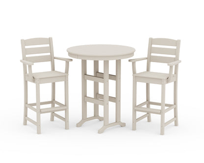POLYWOOD Lakeside 3-Piece Round Bar Arm Chair Set in Sand