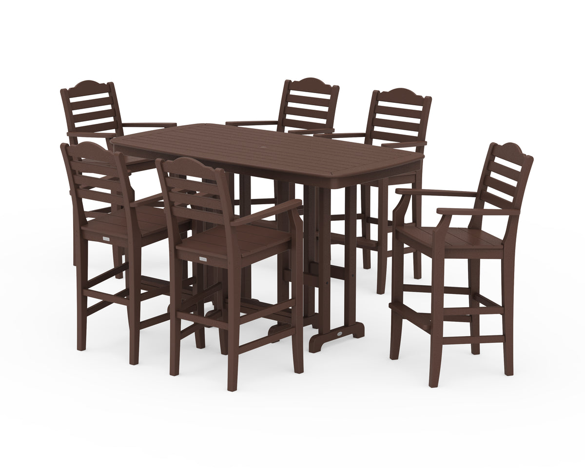 POLYWOOD Savannah Arm Chair 7-Piece Bar Set in Mahogany