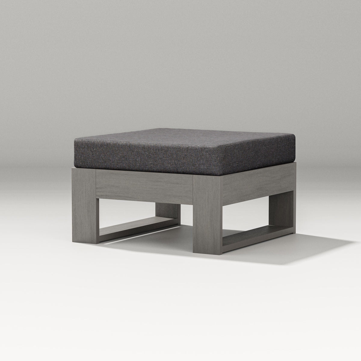 POLYWOOD Latitude Lounge Ottoman in Driftwood / Ash Charcoal