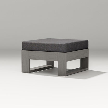 POLYWOOD Latitude Lounge Ottoman in Driftwood / Ash Charcoal