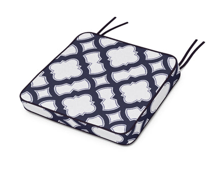 POLYWOOD Chinoiserie Arm Chair Seat Cushion in Trellis Navy