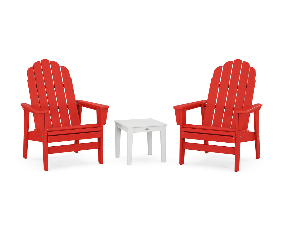 POLYWOOD 3-Piece Vineyard Grand Upright Adirondack Set in Sunset Red / White
