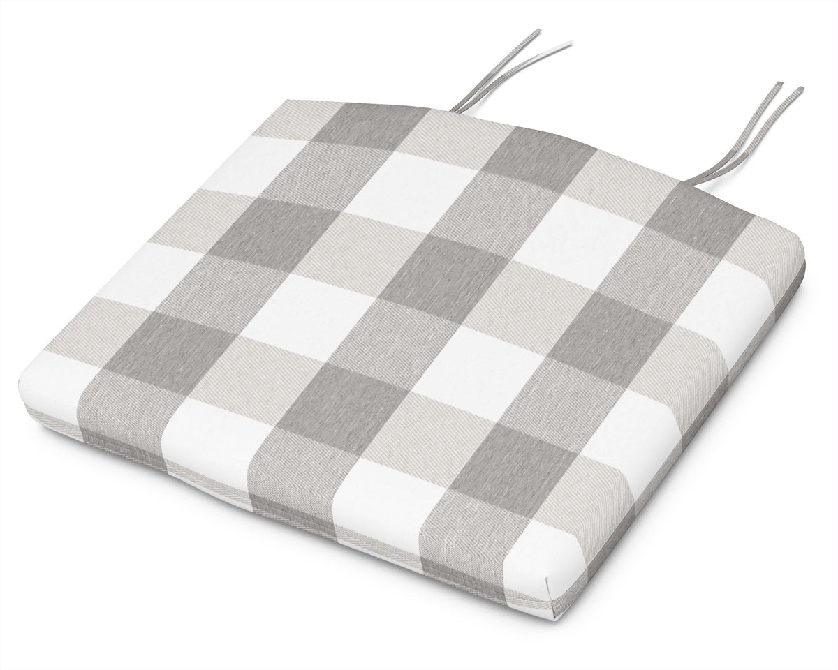 POLYWOOD Seat Cushion - 12.65"D x 15"W x 2.5"H in Buffalo Plaid Grey Mist