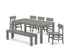 POLYWOOD Modern Studio Urban Chair 7-Piece Parsons Dining Set with Bench in Slate Grey