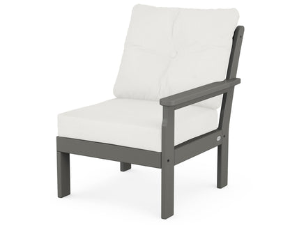 POLYWOOD Vineyard Modular Right Arm Chair in Slate Grey / Natural Linen