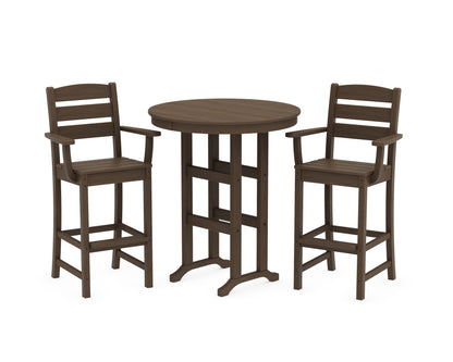 POLYWOOD Lakeside 3-Piece Round Bar Arm Chair Set in Kona
