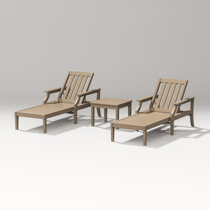 POLYWOOD Estate 3-Piece Chaise Lounge Set in Vintage Sahara