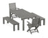 POLYWOOD Signature Folding Chair 5-Piece Parsons Dining Set with Benches in Slate Grey