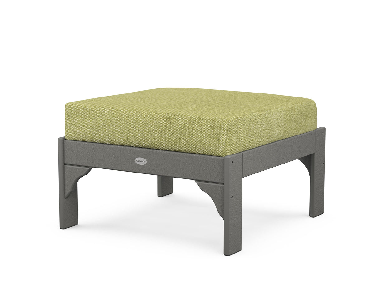 POLYWOOD Vineyard Deep Seating Ottoman in Slate Grey / Chartreuse Boucle