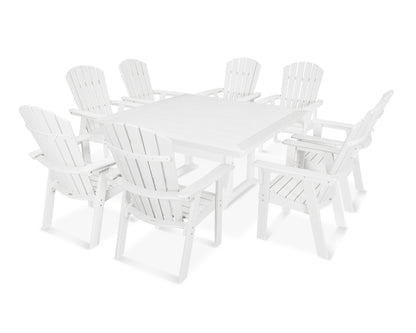 POLYWOOD Nautical Adirondack 9-Piece Trestle Dining Set in Vintage White