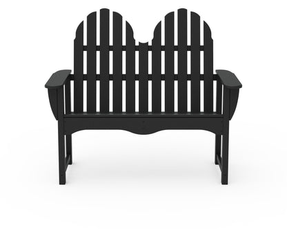 Straight-on front view of the POLYWOOD Classic Adirondack 48" Bench in Black