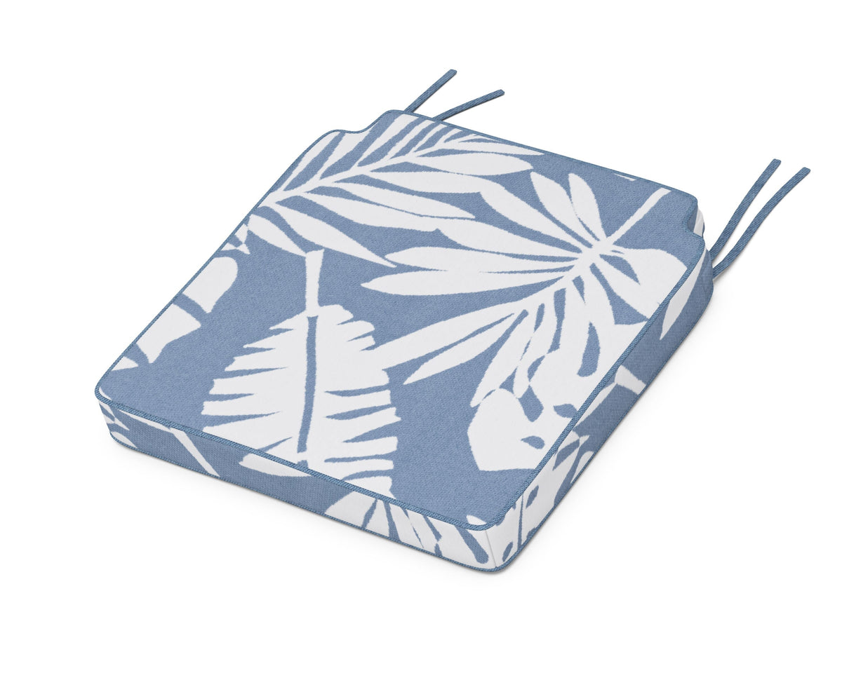 POLYWOOD Acadia Dining Side Seat Cushion in Leaf Sky Blue