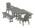 POLYWOOD Seashell 5-Piece Dining Set with Benches - 37" x 72" Table in Slate Grey