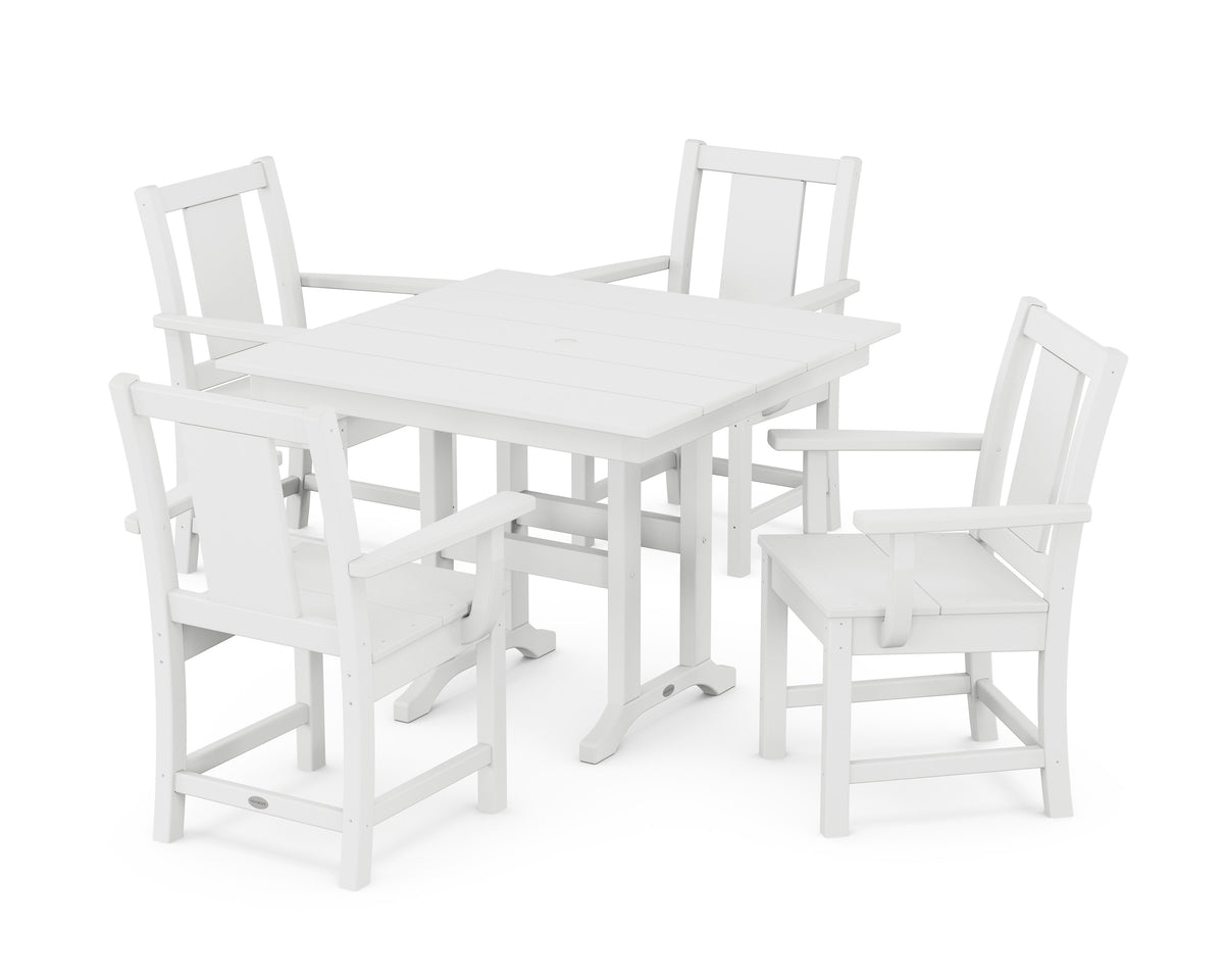 POLYWOOD Prairie 5-Piece Farmhouse Dining Set in White