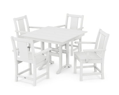POLYWOOD Prairie 5-Piece Farmhouse Dining Set in White