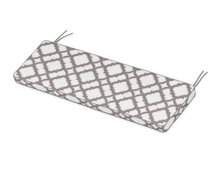 POLYWOOD Chinoiserie 60" Bench Seat Cushion in Trellis Grey Mist