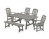 POLYWOOD Cottage 6-Piece Rustic Farmhouse Dining Set with Bench in Slate Grey