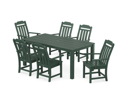 POLYWOOD Cottage Arm Chair 7-Piece Parsons Dining Set in Green