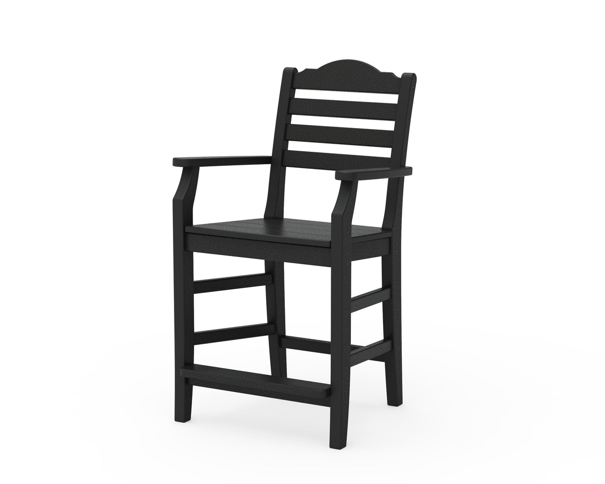 POLYWOOD Savannah Counter Arm Chair in Black