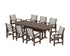 POLYWOOD Coastal 9-Piece Farmhouse Dining Set with Trestle Legs in Mahogany / Birch