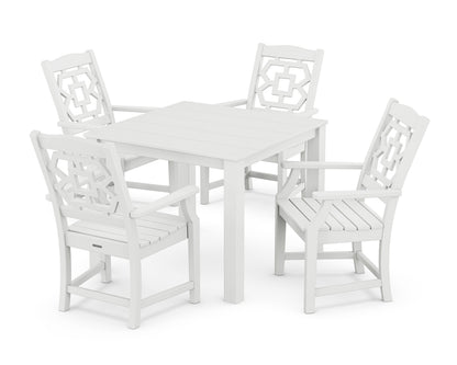 POLYWOOD Chinoiserie 5-Piece Parsons Dining Set in White