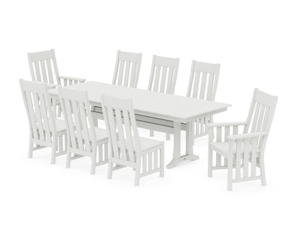 POLYWOOD Acadia 9-Piece Farmhouse Dining Set with Trestle Legs in Vintage White